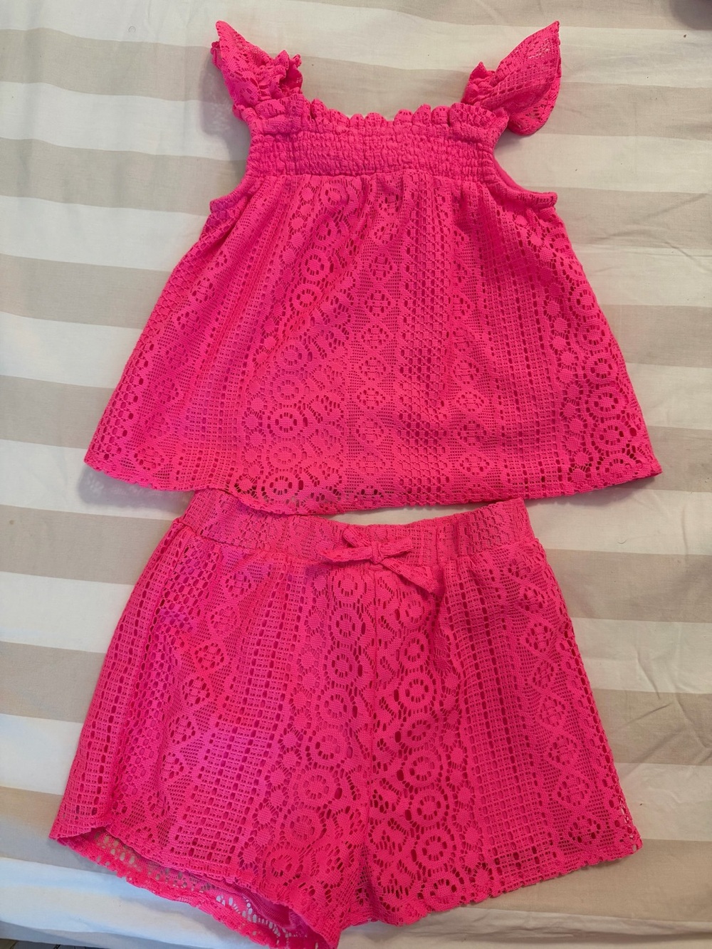 Girls Hot Pink Lace Tank & Shorts Set by Primark size 3T